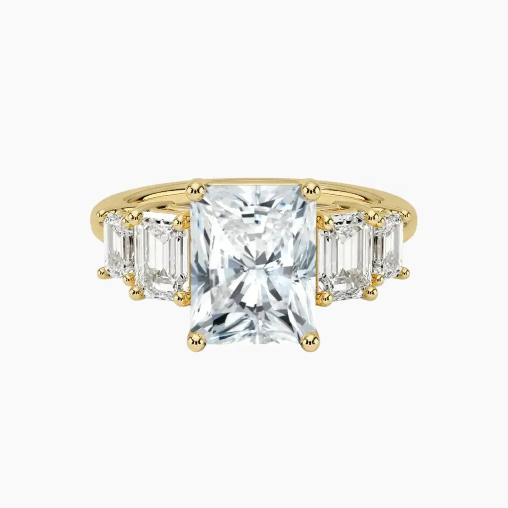 Katerina Five Stone Radiant Designer 1 Carat Lab Grown Diamond Engagement Ring in 18K White Gold