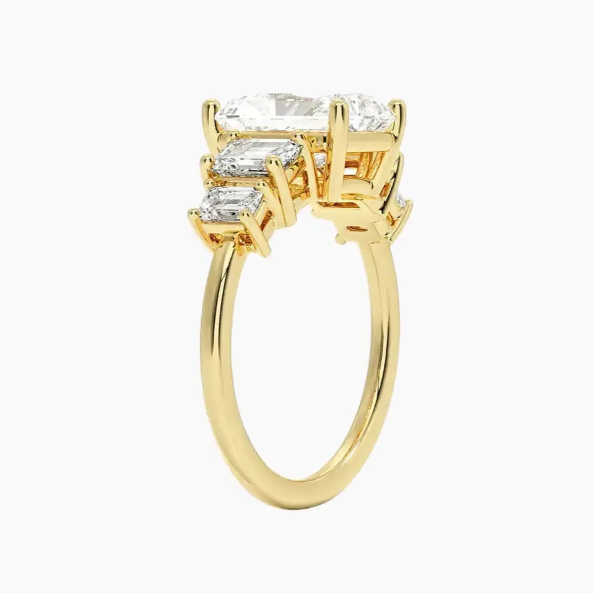 Katerina Five Stone Radiant Designer 1 Carat Lab Grown Diamond Engagement Ring in 14K White Gold