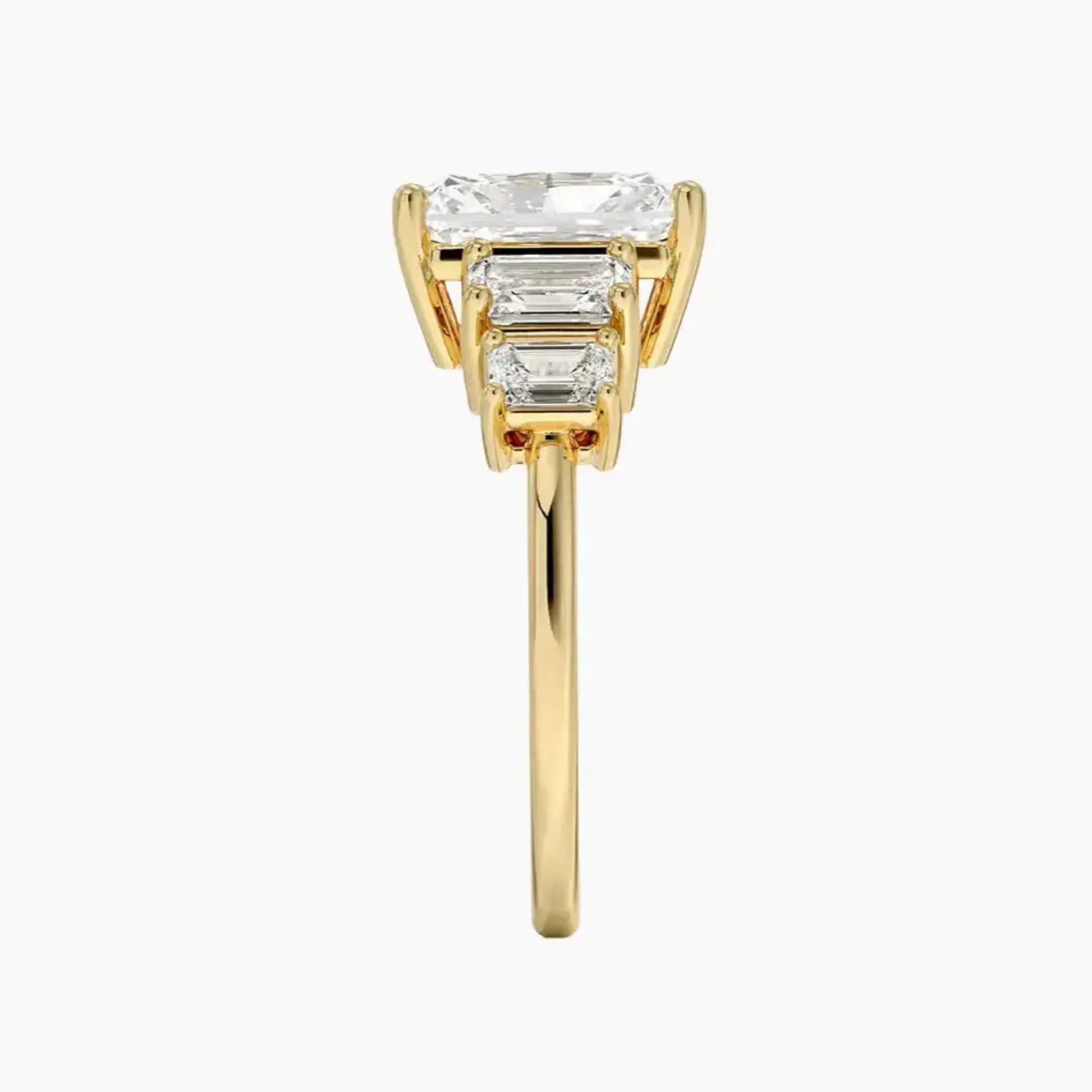 Katerina Five Stone Radiant Designer 2.5 Carat Lab Grown Diamond Engagement Ring in 18K Yellow Gold