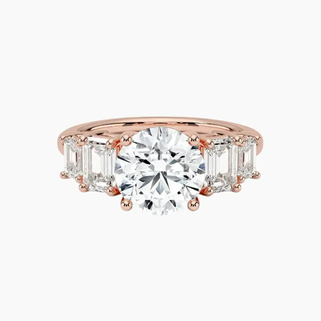 Katerina Five Stone Round Designer Diamond Ring Setting in 14K White Gold