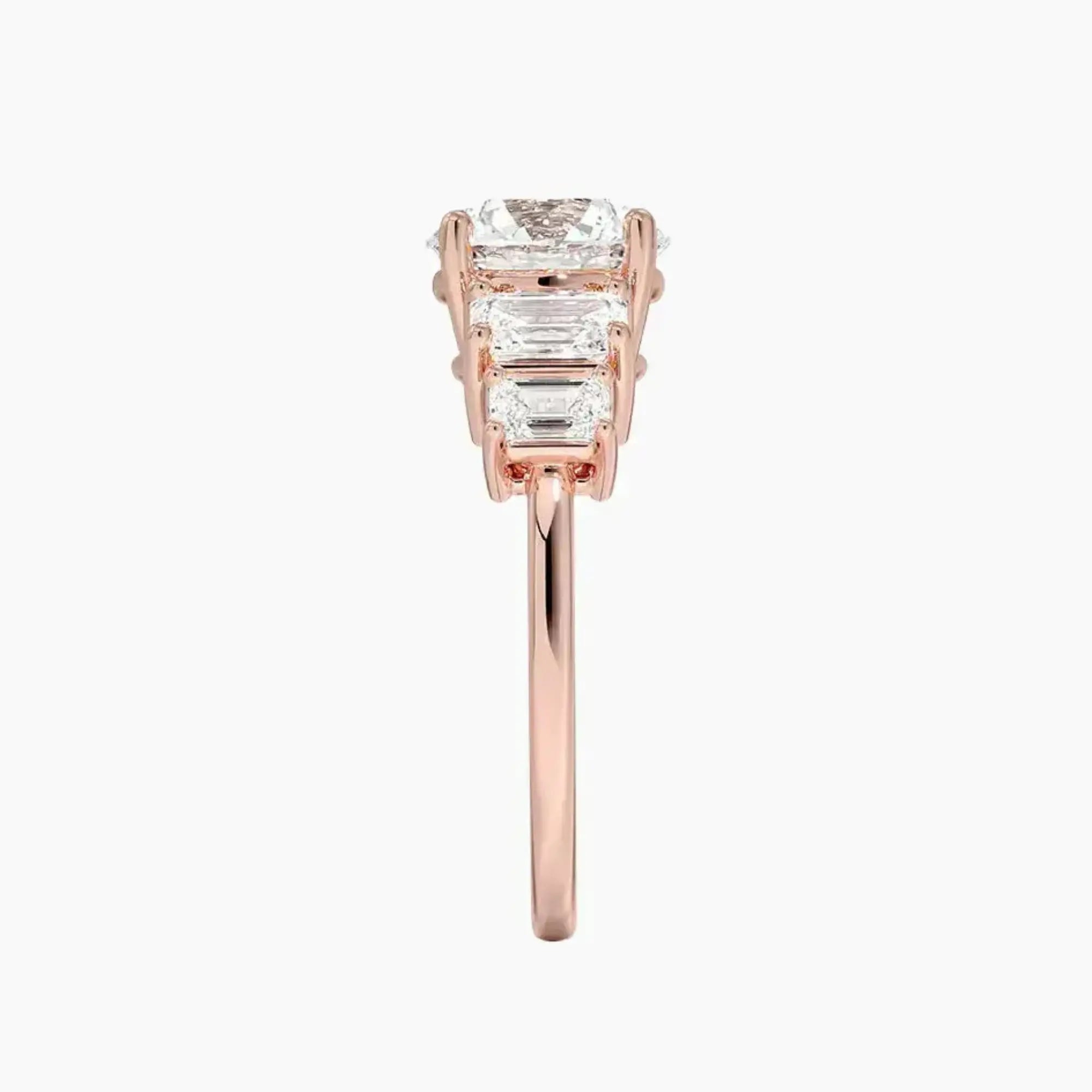 Katerina Five Stone Round Designer 3 Carat Lab Grown Diamond Engagement Ring in 14K Yellow Gold