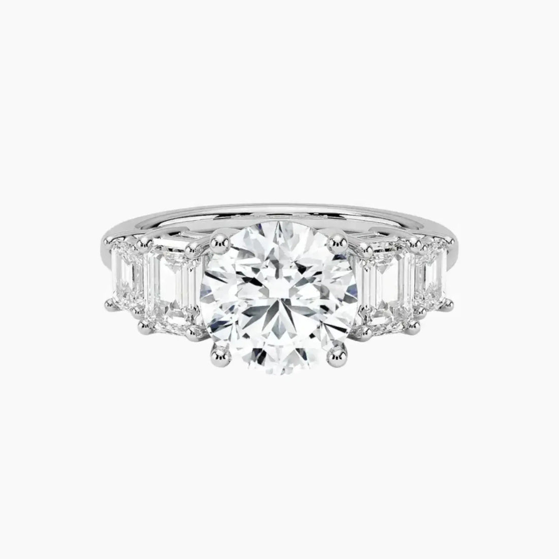 Katerina Five Stone Round Designer 3 Carat Lab Grown Diamond Engagement Ring in 14K White Gold