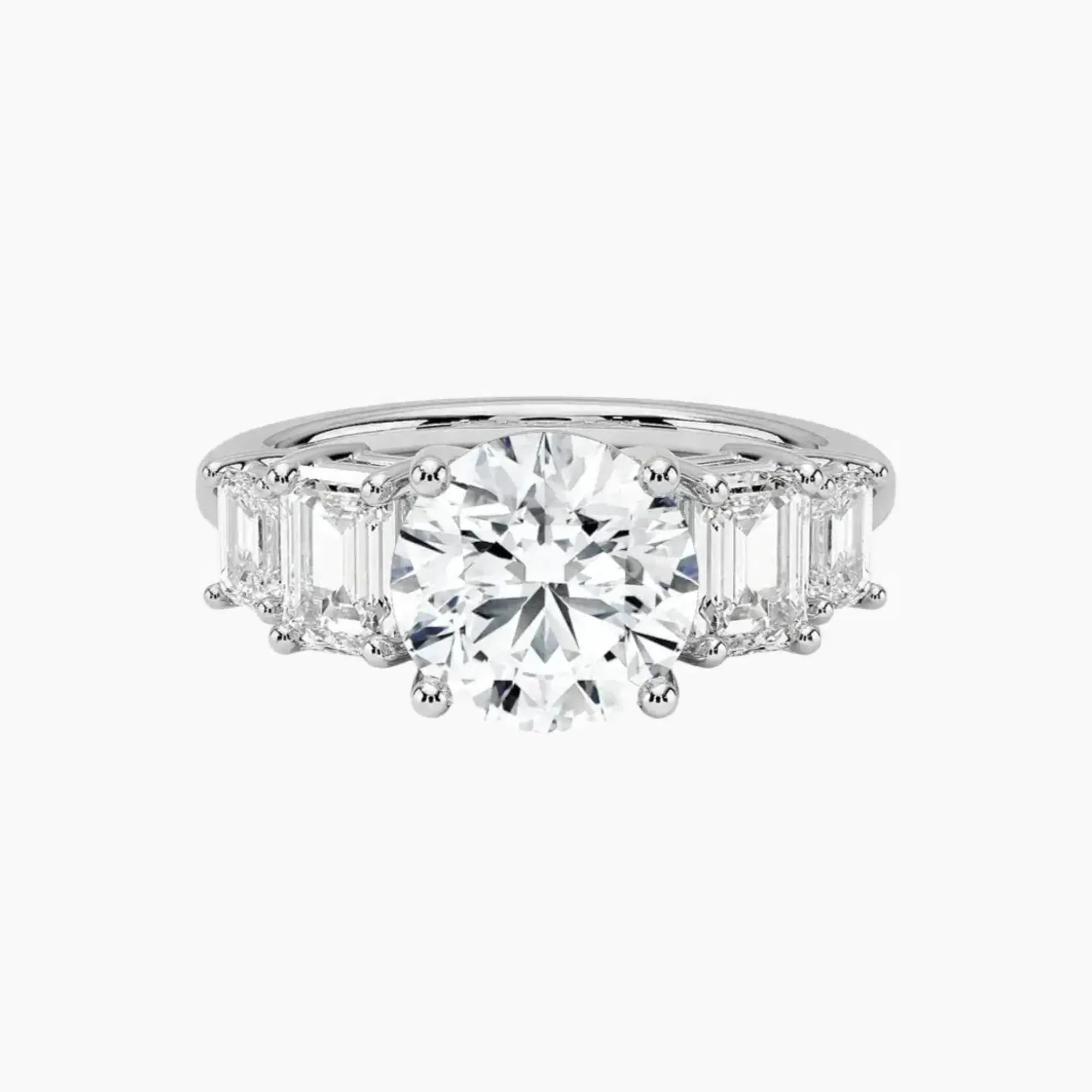 Katerina Five Stone Round Designer Diamond Ring Setting in 14K Rose Gold