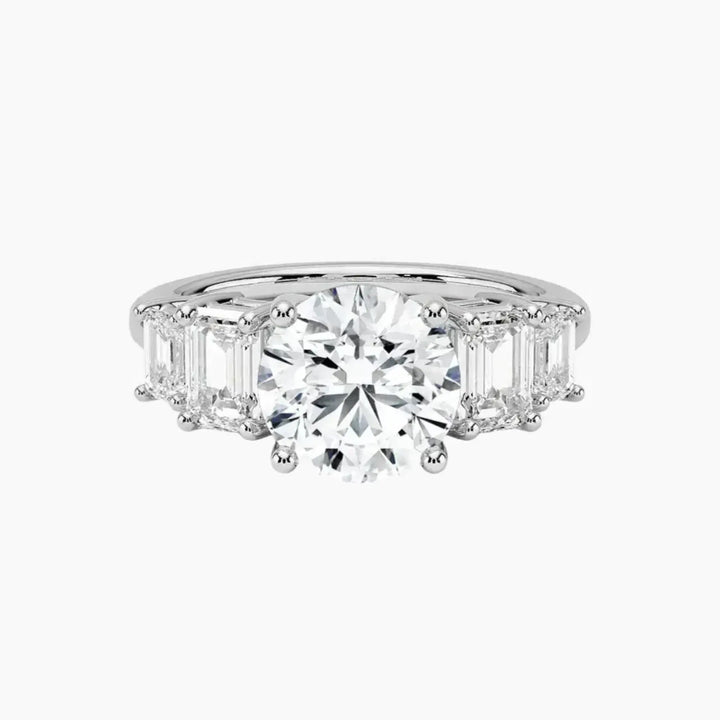 Katerina Five Stone Round Designer 1 Carat Lab Grown Diamond Engagement Ring in 14K White Gold
