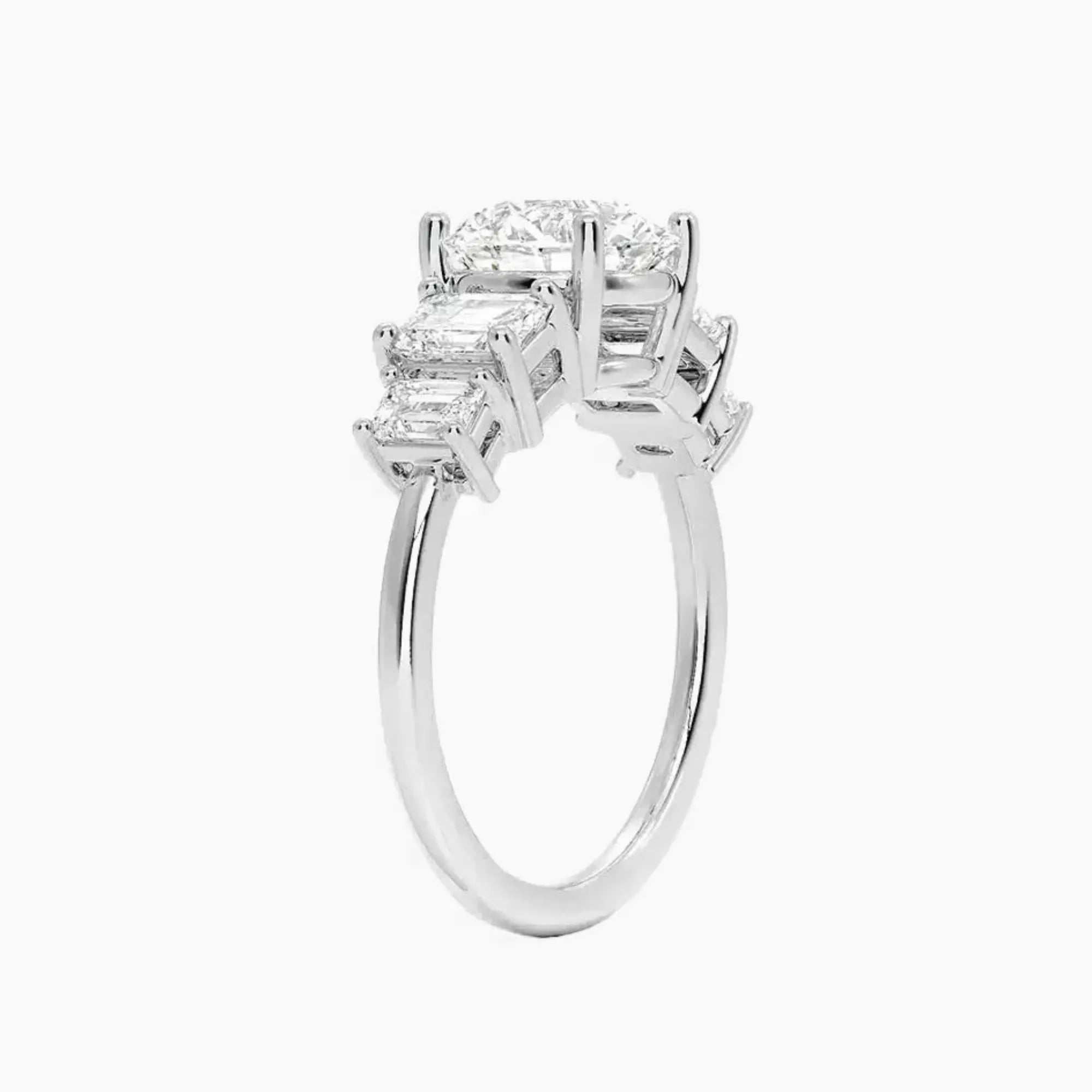 Katerina Five Stone Round Designer Diamond Ring Setting in 18K Yellow Gold