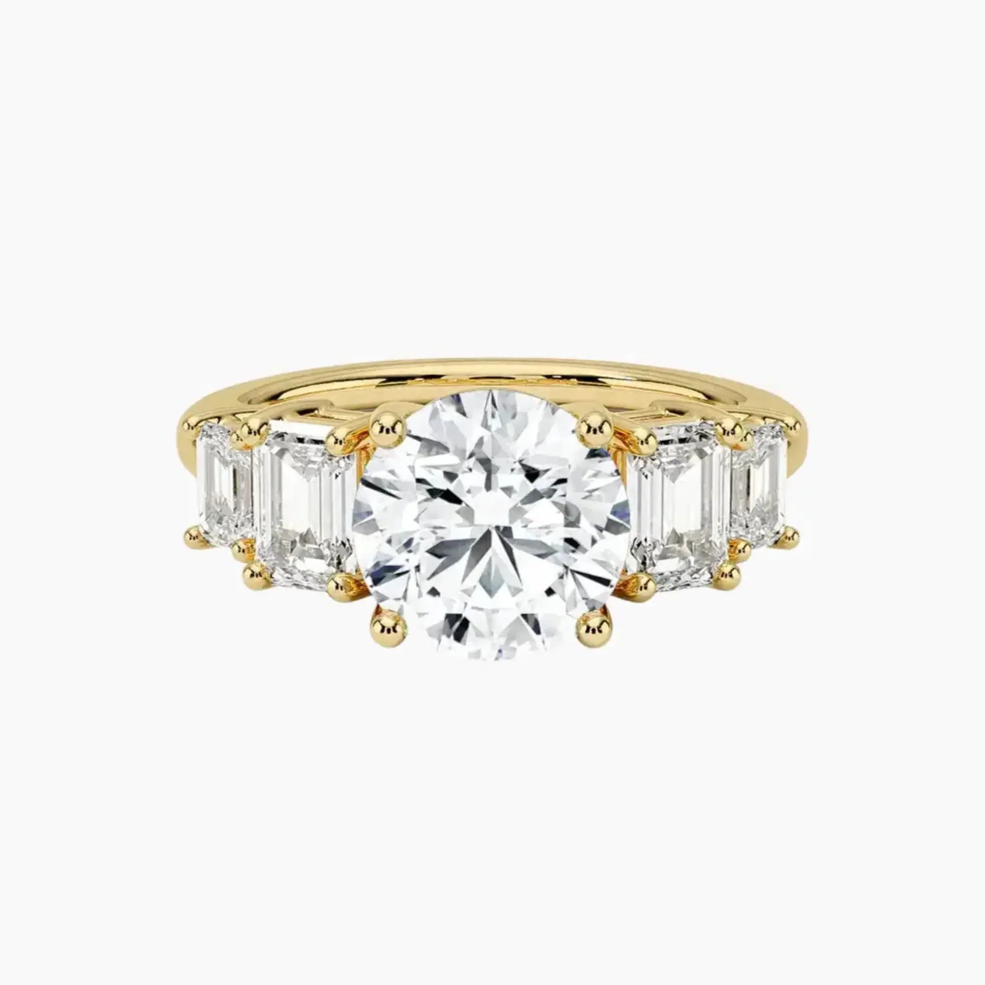 Katerina Five Stone Round Designer 3 Carat Lab Grown Diamond Engagement Ring in 14K Yellow Gold