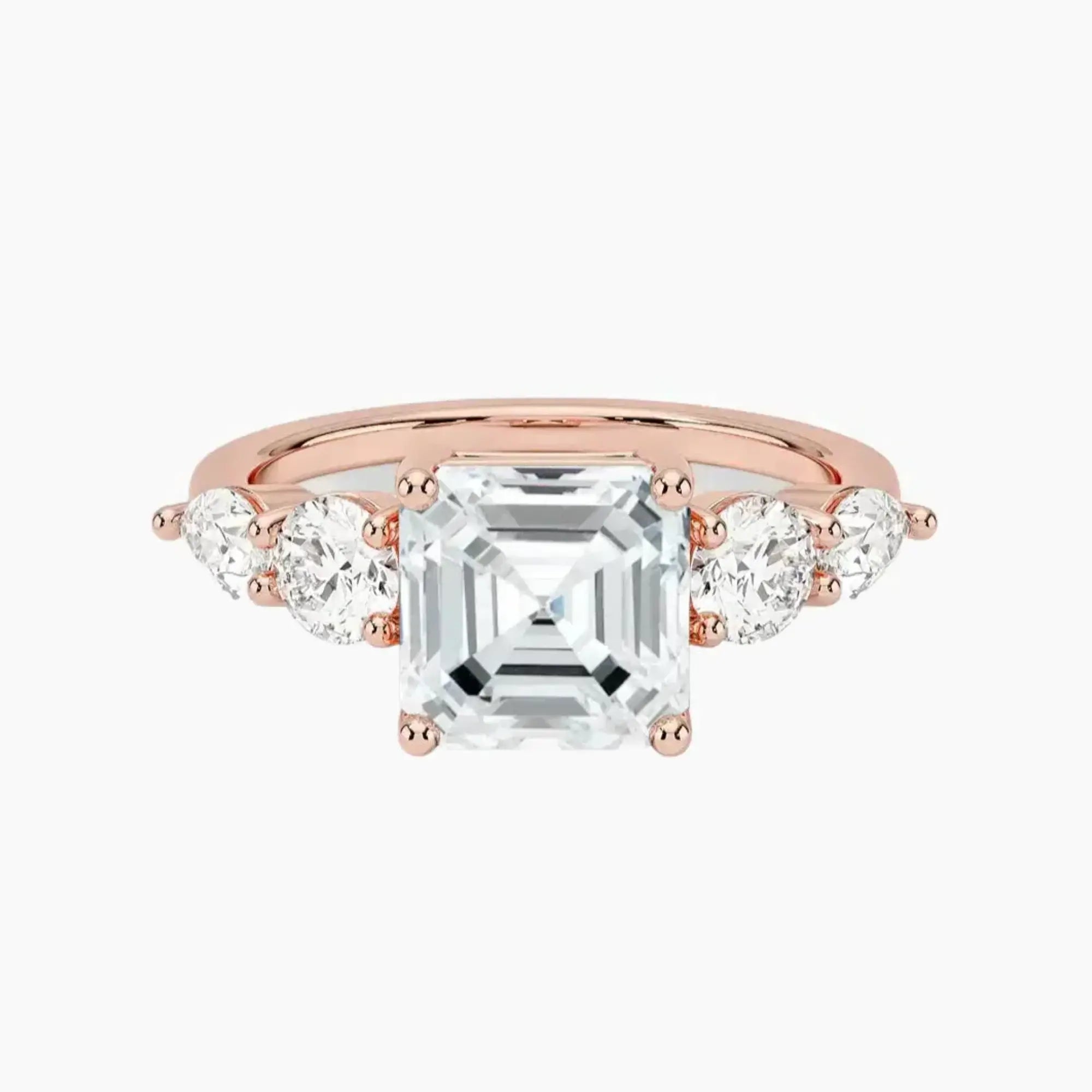 Daria Five Stone Asscher Designer 2 Carat Lab Grown Diamond Engagement Ring in 14K White Gold