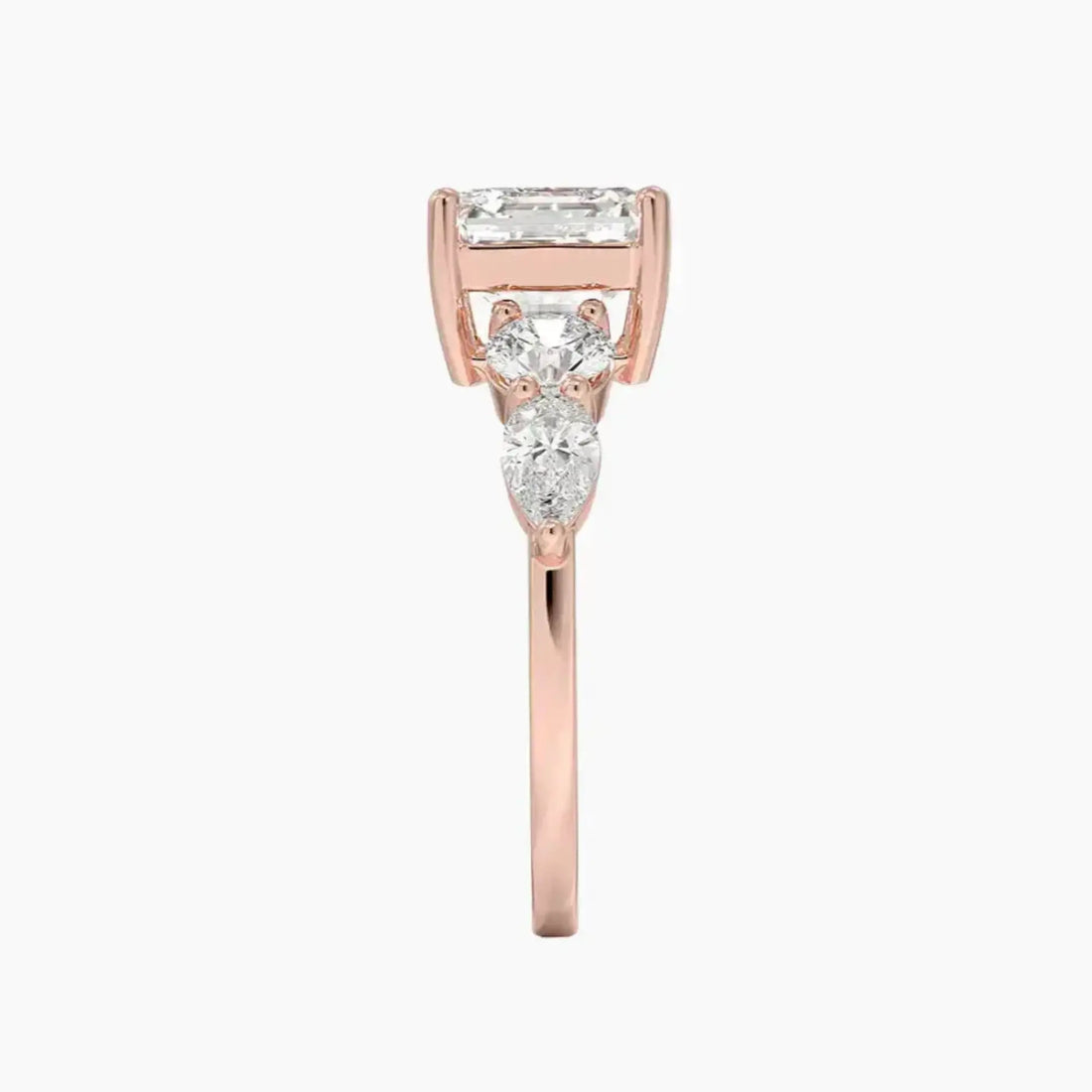 Daria Five Stone Asscher Designer 2.5 Carat Lab Grown Diamond Engagement Ring in 18K Rose Gold