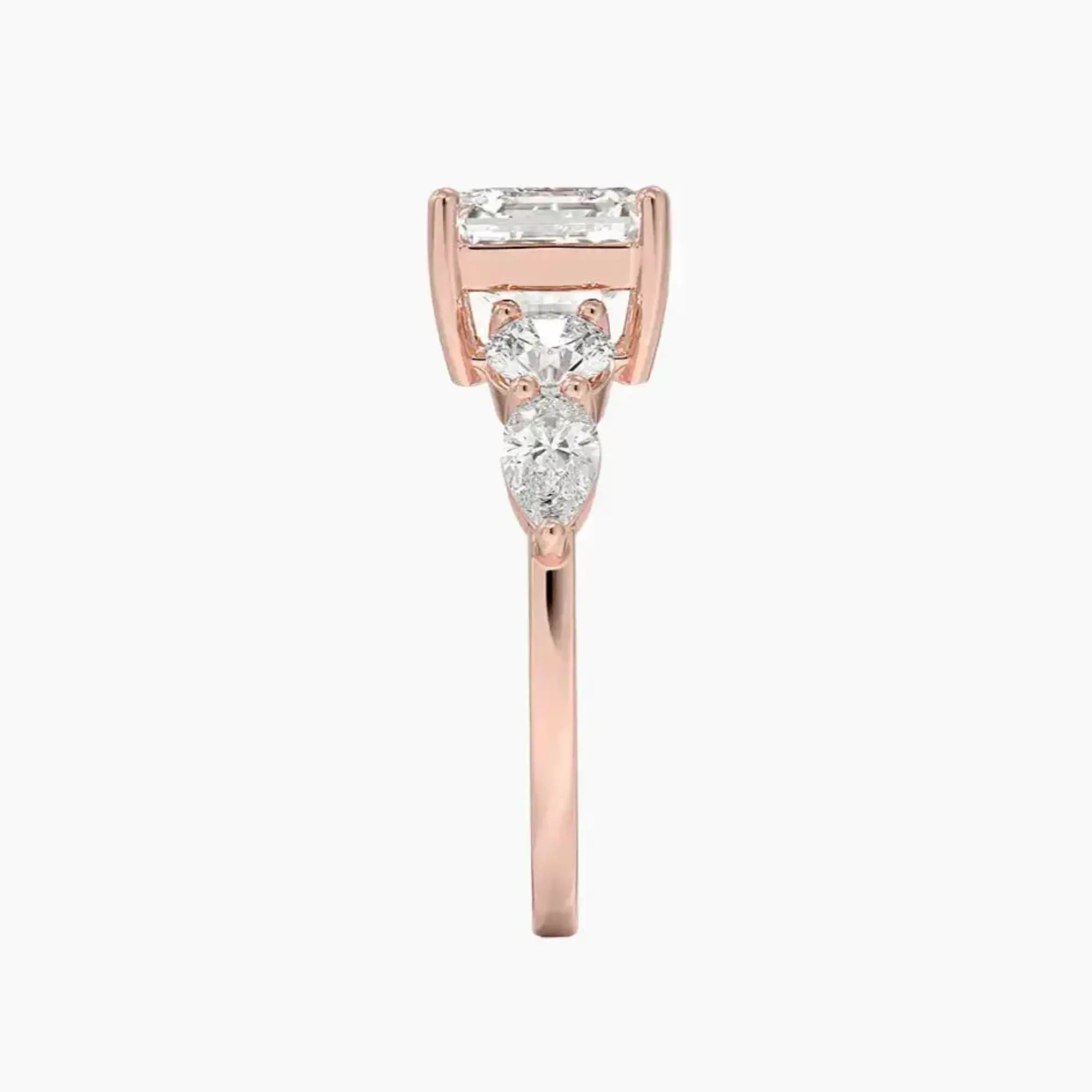 Daria Five Stone Asscher Designer Diamond Ring Setting in 18K White Gold