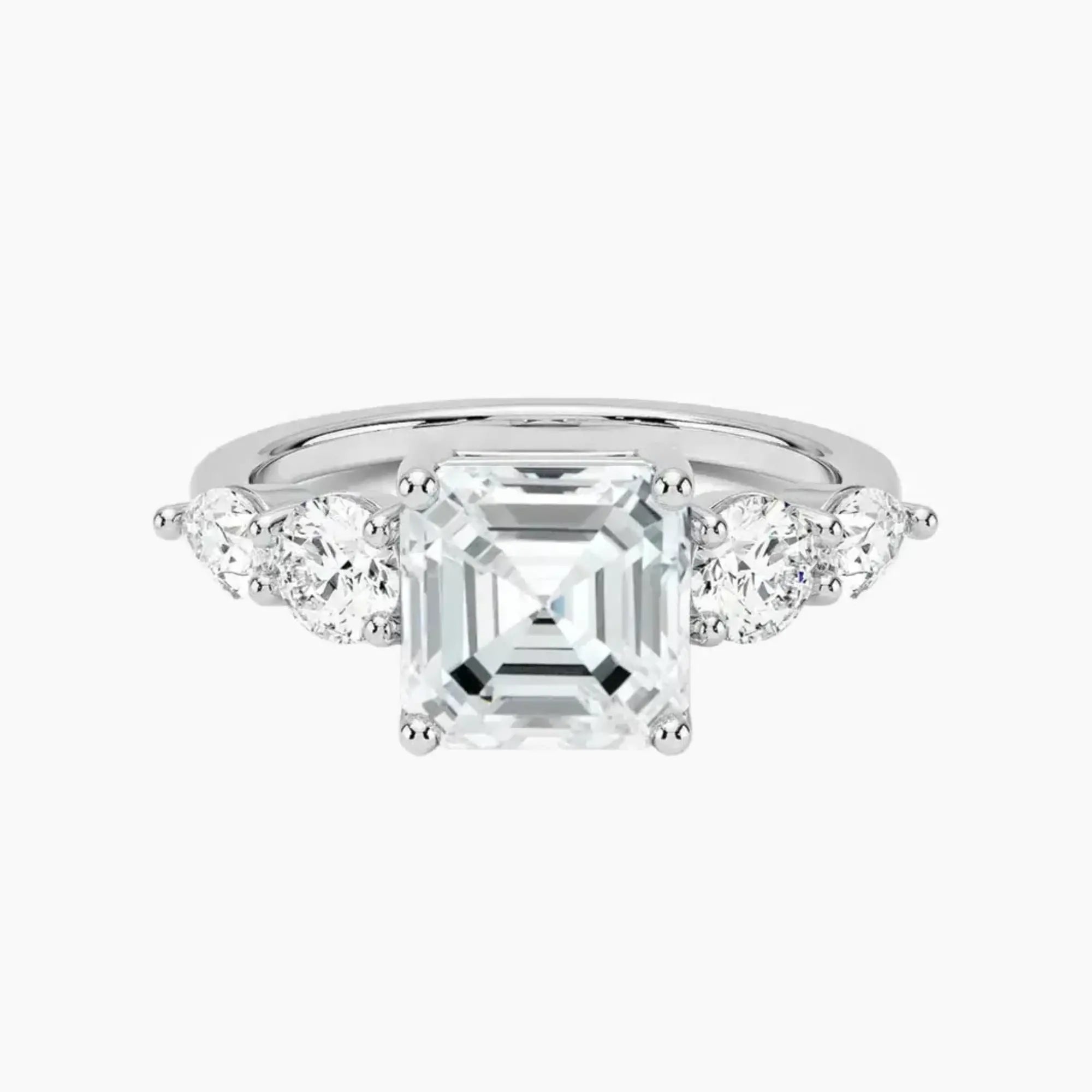 Daria Five Stone Asscher Designer 1.5 Carat Lab Grown Diamond Engagement Ring in 18K Rose Gold