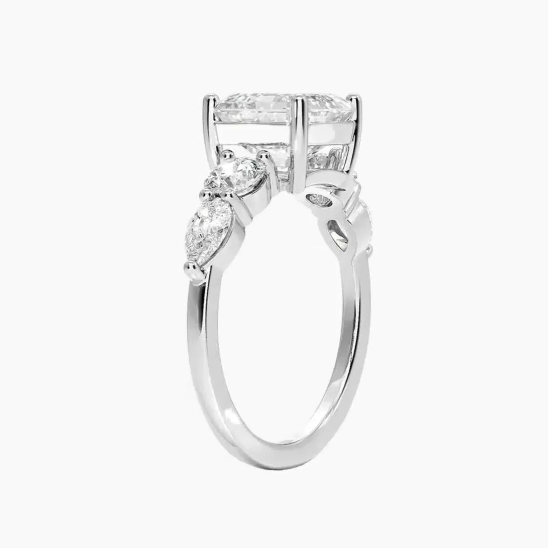 Daria Five Stone Asscher Designer 3 Carat Lab Grown Diamond Engagement Ring in 18K Rose Gold