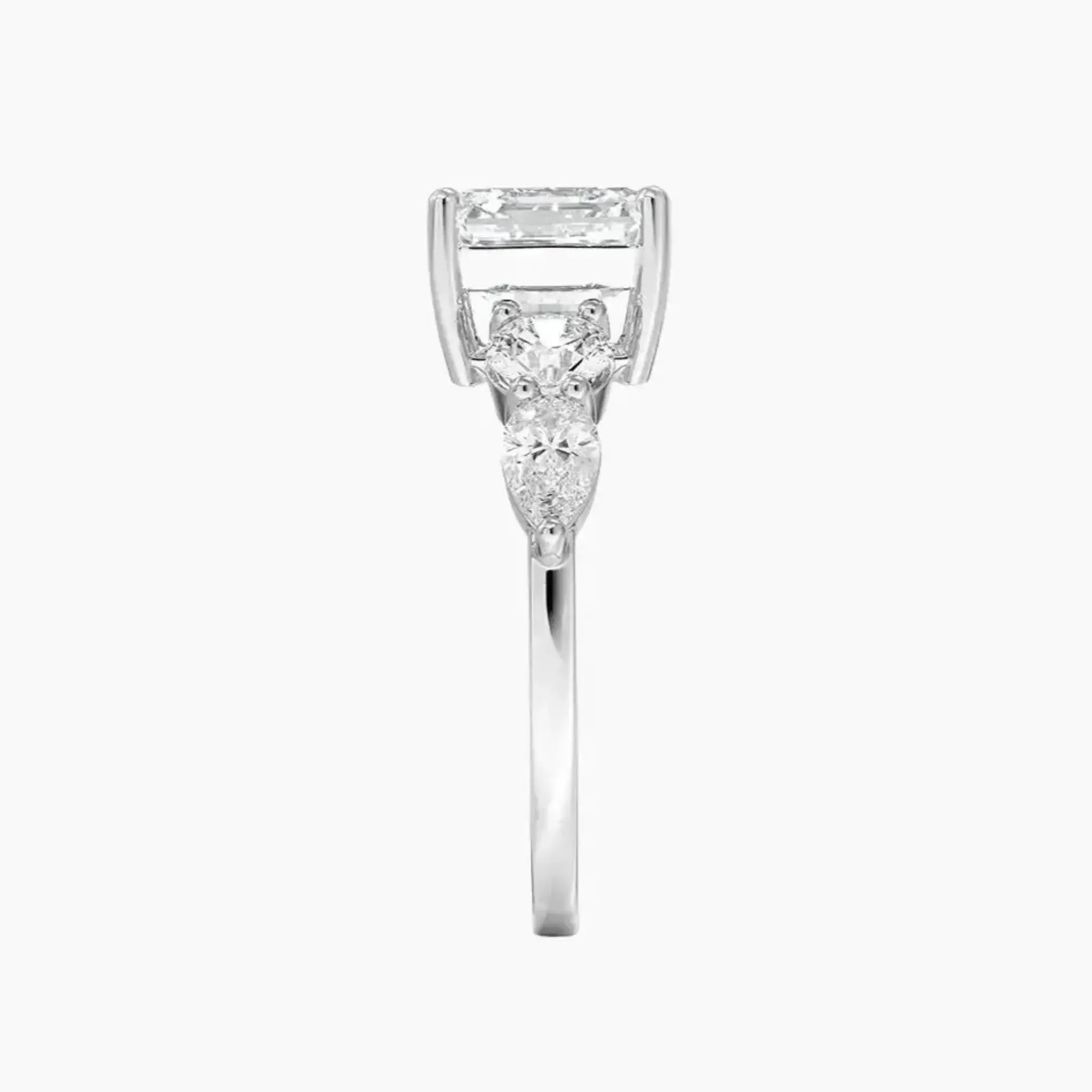Daria Five Stone Asscher Designer 1 Carat Lab Grown Diamond Engagement Ring in 18K Rose Gold