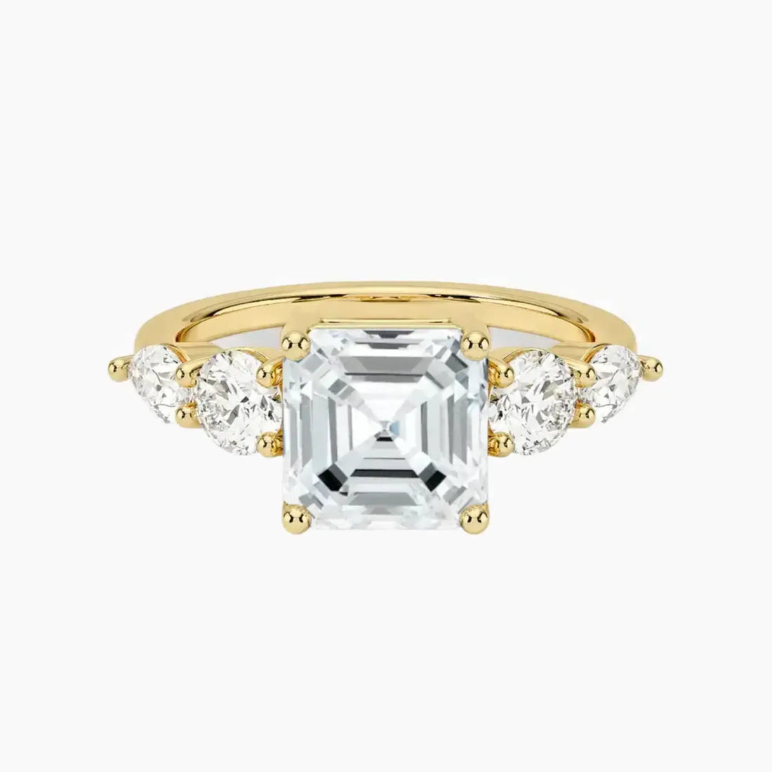 Daria Five Stone Asscher Designer 2 Carat Lab Grown Diamond Engagement Ring in 14K Rose Gold