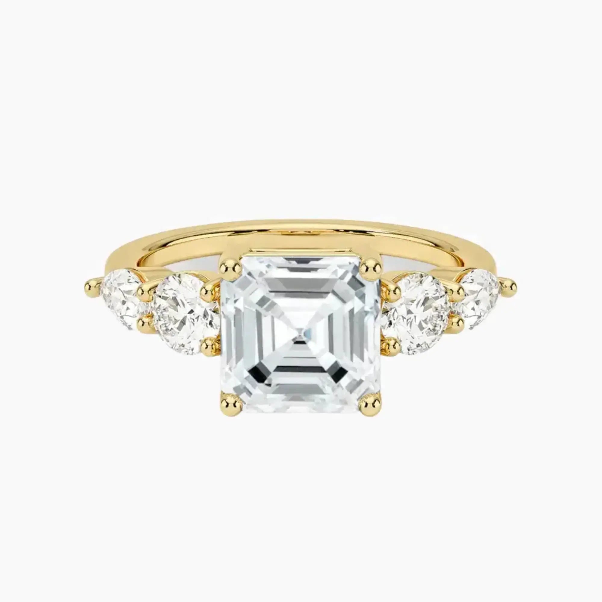 Daria Five Stone Asscher Designer 1 Carat Lab Grown Diamond Engagement Ring in 14K Rose Gold