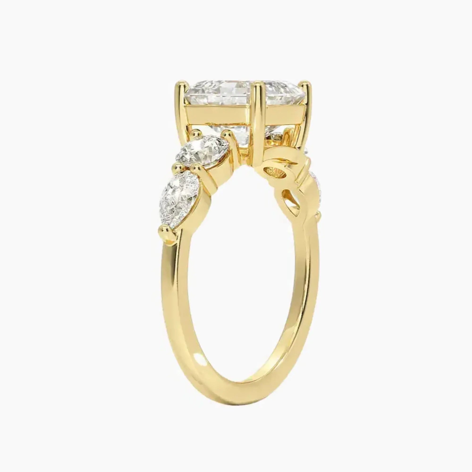 Daria Five Stone Asscher Designer 2.5 Carat Lab Grown Diamond Engagement Ring in 14K Rose Gold