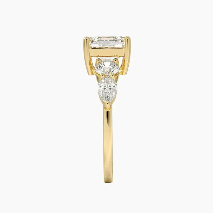 Daria Five Stone Asscher Designer 2 Carat Lab Grown Diamond Engagement Ring in 14K Rose Gold