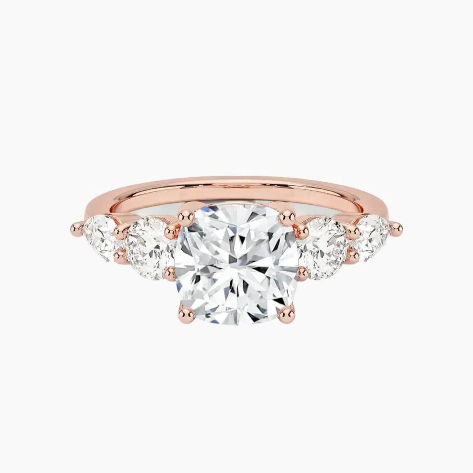 Daria Five Stone Cushion Designer Diamond Ring Setting in 14K White Gold