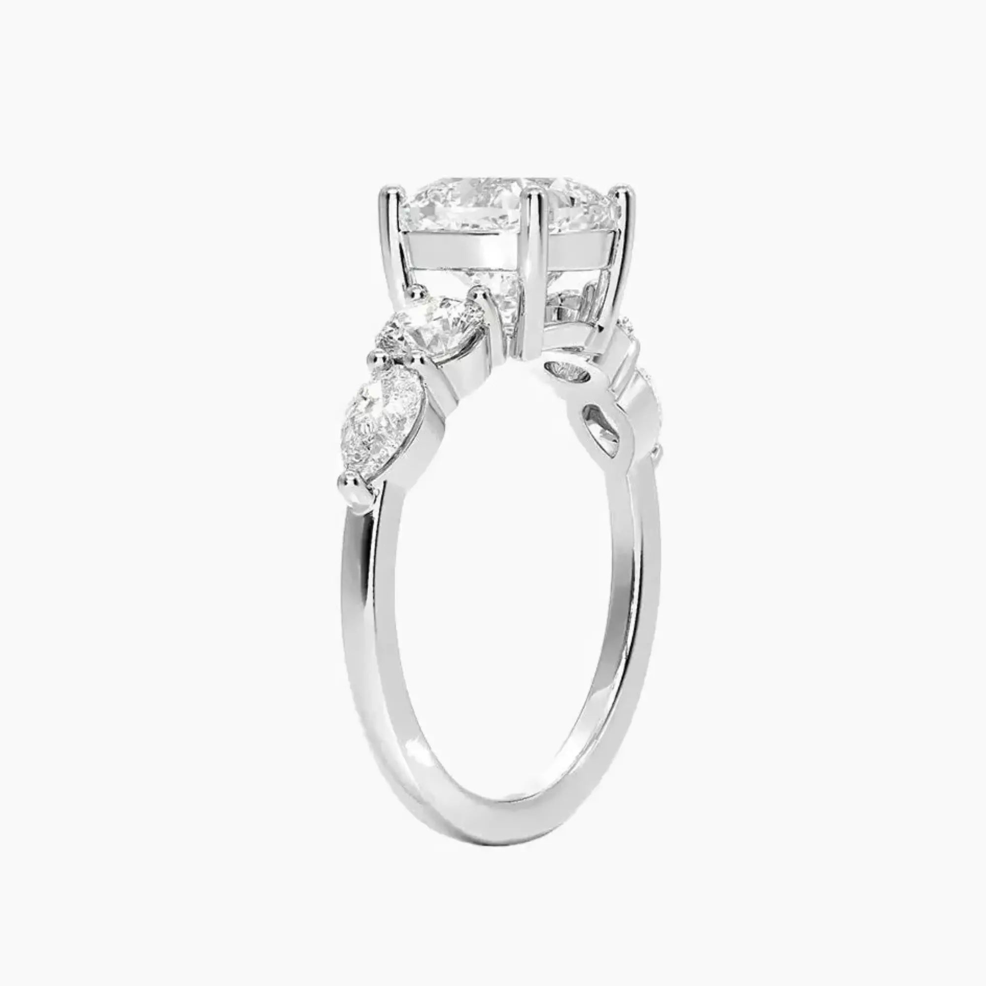 Daria Five Stone Cushion Designer 1.5 Carat Lab Grown Diamond Engagement Ring in 18K Rose Gold
