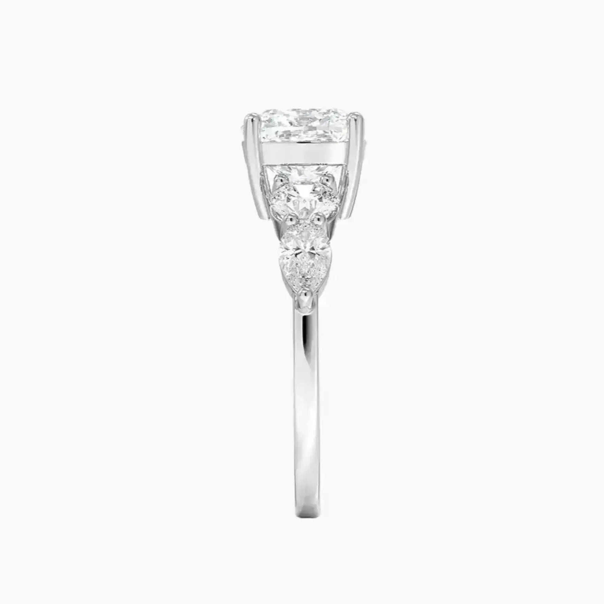 Daria Five Stone Cushion Designer 2 Carat Lab Grown Diamond Engagement Ring in 14K White Gold