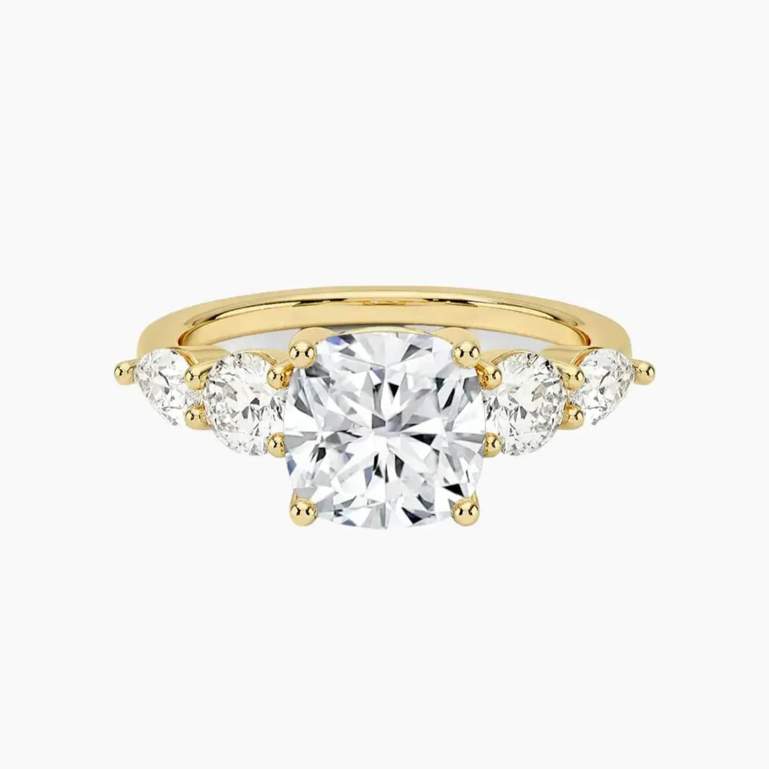 Daria Five Stone Cushion Designer 3 Carat Lab Grown Diamond Engagement Ring in 14K Rose Gold