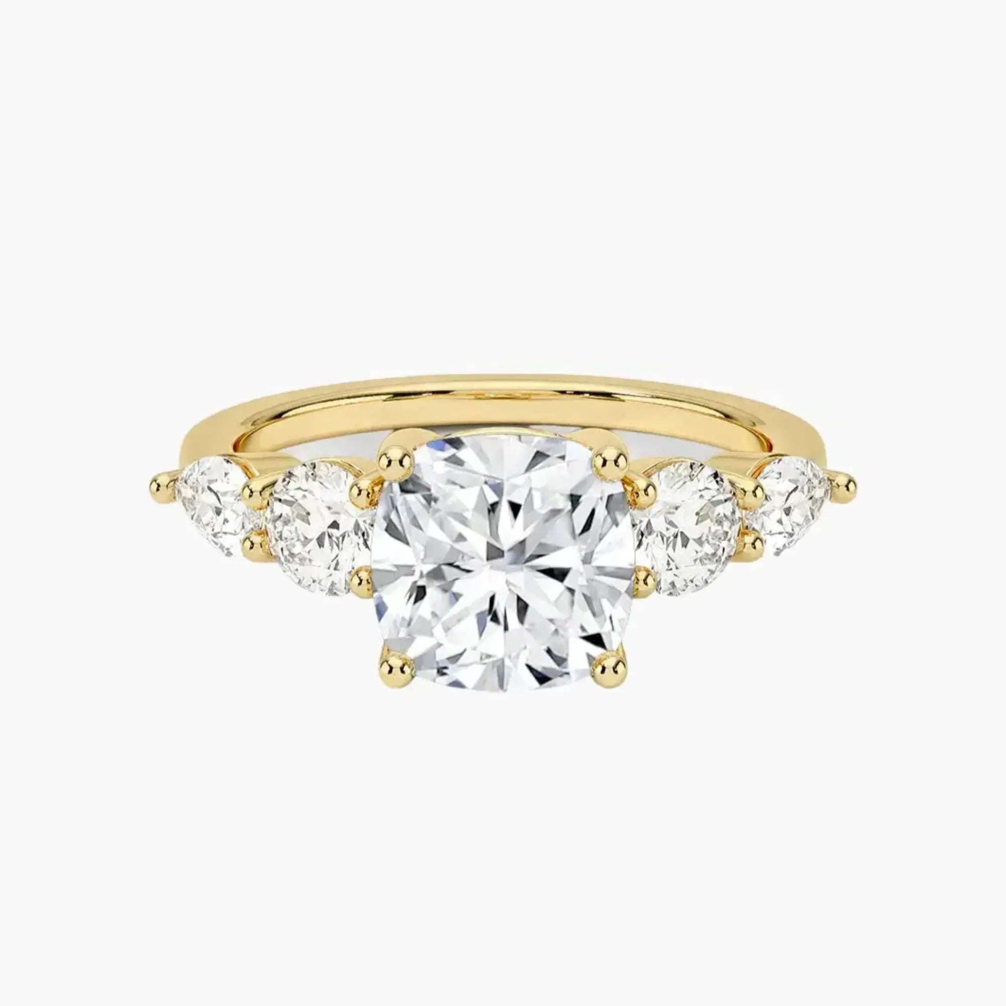 Daria Five Stone Cushion Designer 2 Carat Lab Grown Diamond Engagement Ring in 14K White Gold