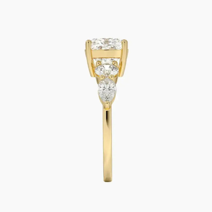 Daria Five Stone Cushion Designer 2 Carat Lab Grown Diamond Engagement Ring in 14K Rose Gold