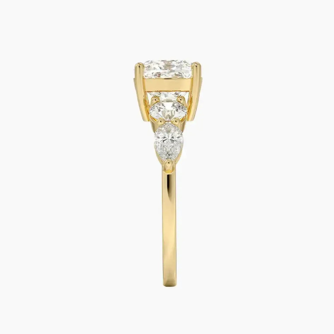 Daria Five Stone Cushion Designer 2.5 Carat Lab Grown Diamond Engagement Ring in 18K Yellow Gold