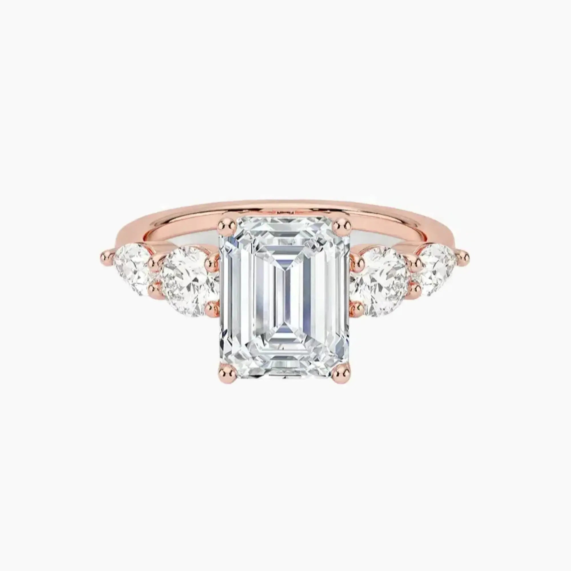 Daria Five Stone Emerald Designer 2.5 Carat Lab Grown Diamond Engagement Ring in 14K Yellow Gold