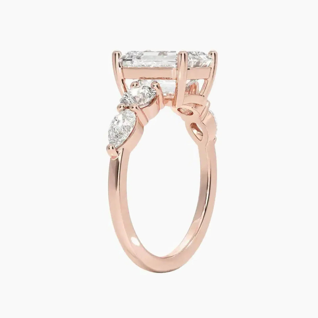Daria Five Stone Emerald Designer Diamond Ring Setting in 14K Rose Gold