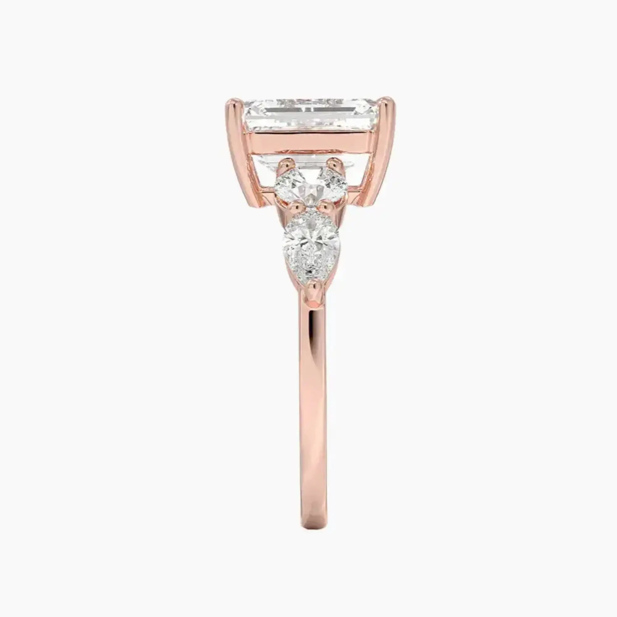 Daria Five Stone Emerald Designer 2.5 Carat Lab Grown Diamond Engagement Ring in 14K White Gold