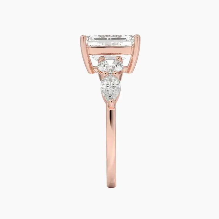 Daria Five Stone Emerald Designer 1.5 Carat Lab Grown Diamond Engagement Ring in 14K Yellow Gold