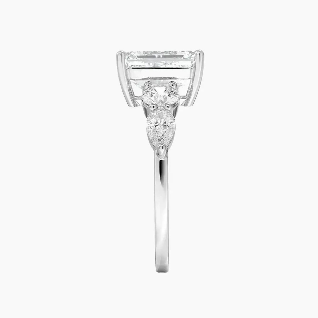 Daria Five Stone Emerald Designer 3 Carat Lab Grown Diamond Engagement Ring in 18K Yellow Gold