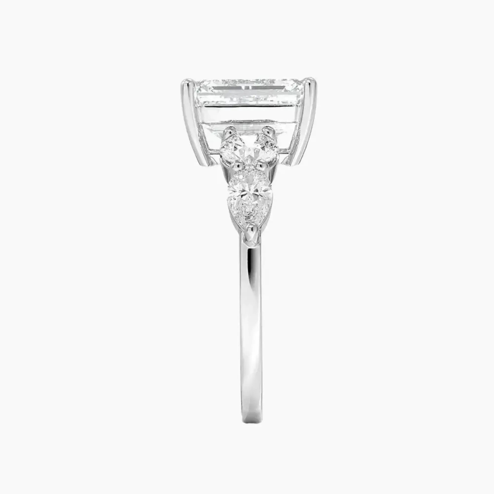 Daria Five Stone Emerald Designer 2.5 Carat Lab Grown Diamond Engagement Ring in 18K White Gold