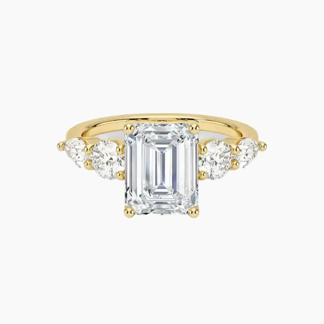 Daria Five Stone Emerald Designer 2.5 Carat Lab Grown Diamond Engagement Ring in 14K Yellow Gold