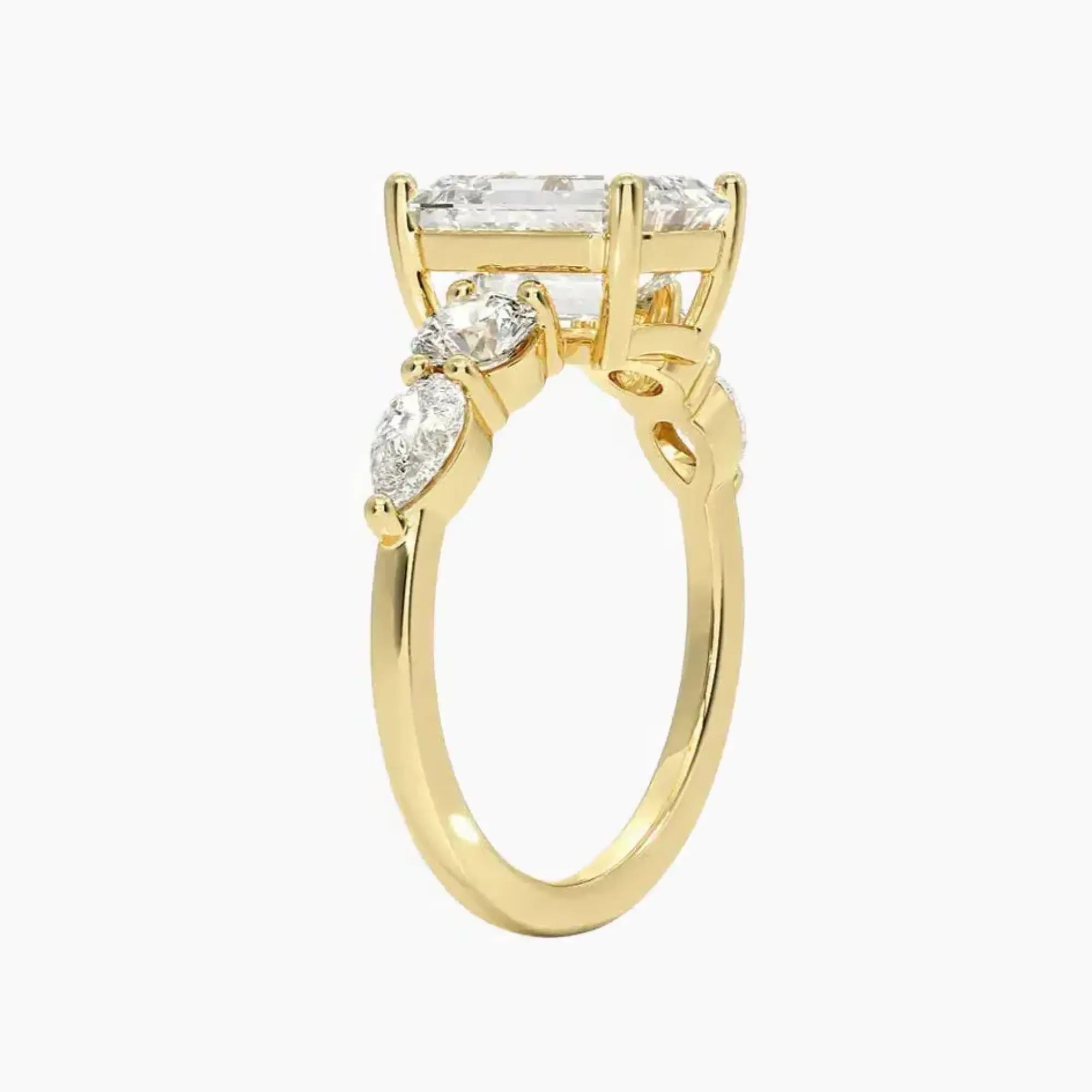 Daria Five Stone Emerald Designer 1 Carat Lab Grown Diamond Engagement Ring in 14K Yellow Gold