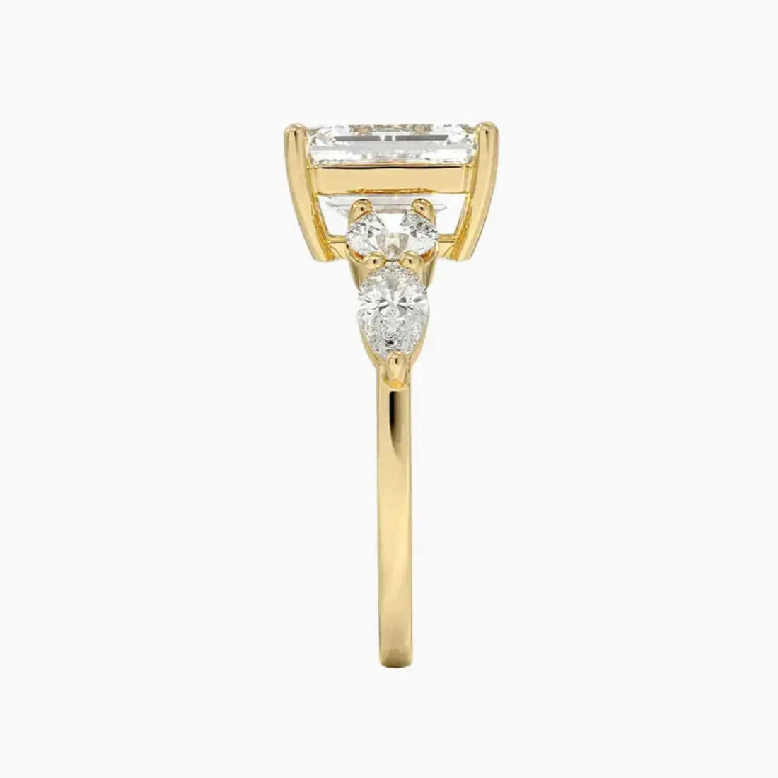 Daria Five Stone Emerald Designer 1.5 Carat Lab Grown Diamond Engagement Ring in 14K Rose Gold