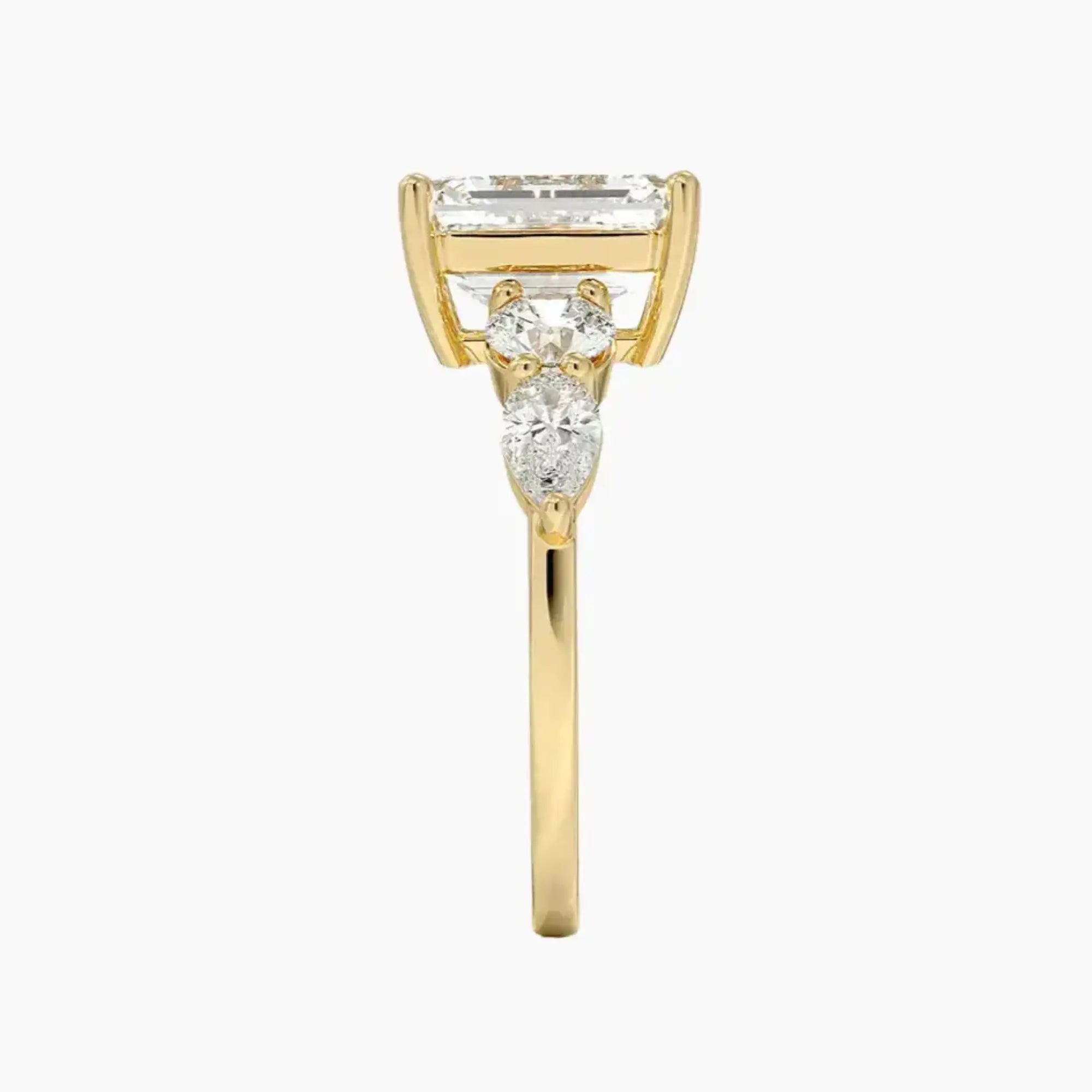 Daria Five Stone Emerald Designer Diamond Ring Setting in 18K Yellow Gold