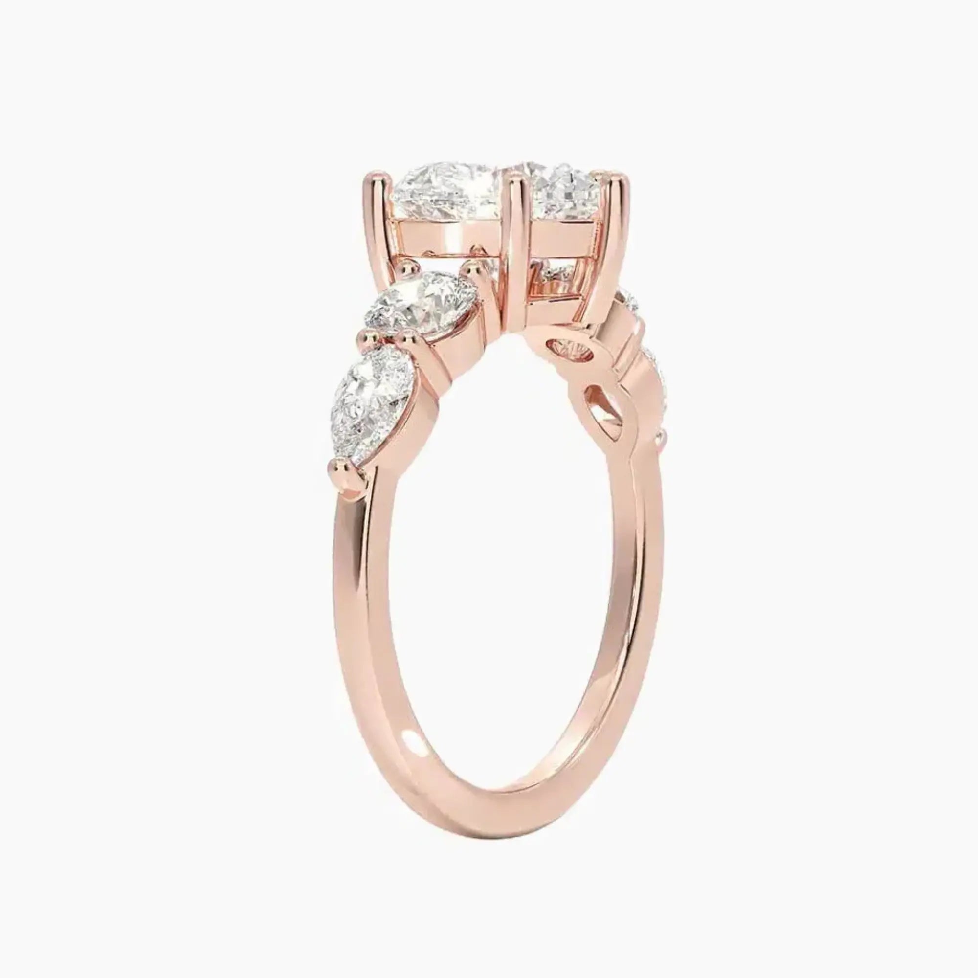 Daria Five Stone Heart Designer 3 Carat Lab Grown Diamond Engagement Ring in 14K Yellow Gold