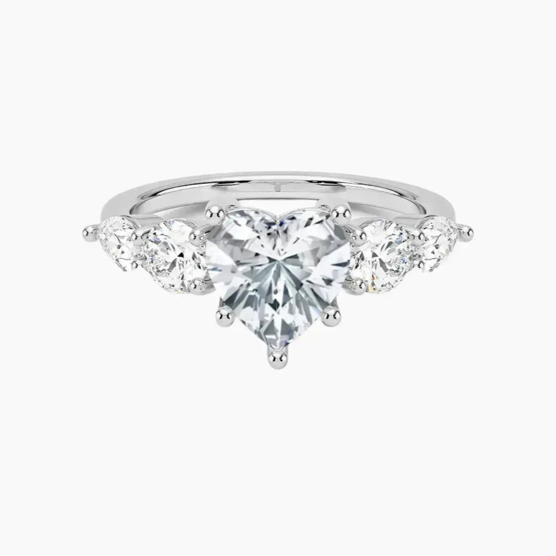 Daria Five Stone Heart Designer 2.5 Carat Lab Grown Diamond Engagement Ring in 18K Yellow Gold