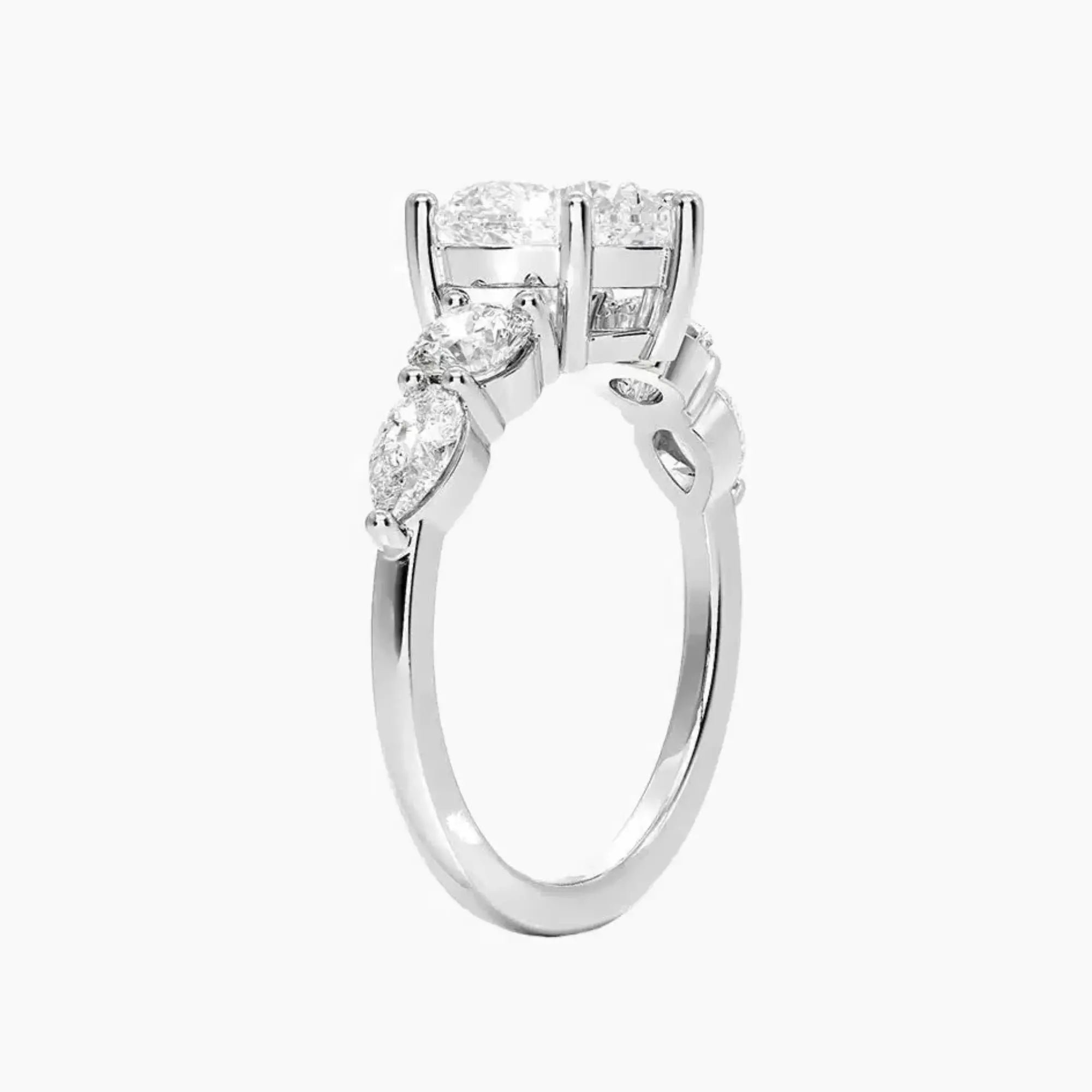 Daria Five Stone Heart Designer 1.5 Carat Lab Grown Diamond Engagement Ring in 14K White Gold