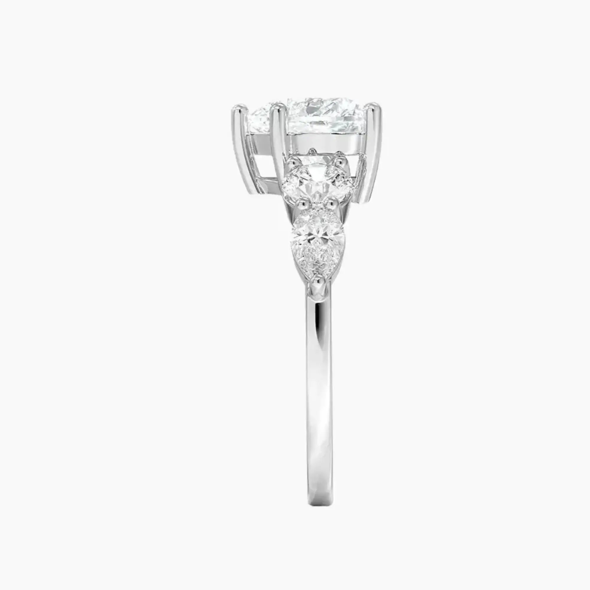 Daria Five Stone Heart Designer 3 Carat Lab Grown Diamond Engagement Ring in 18K White Gold
