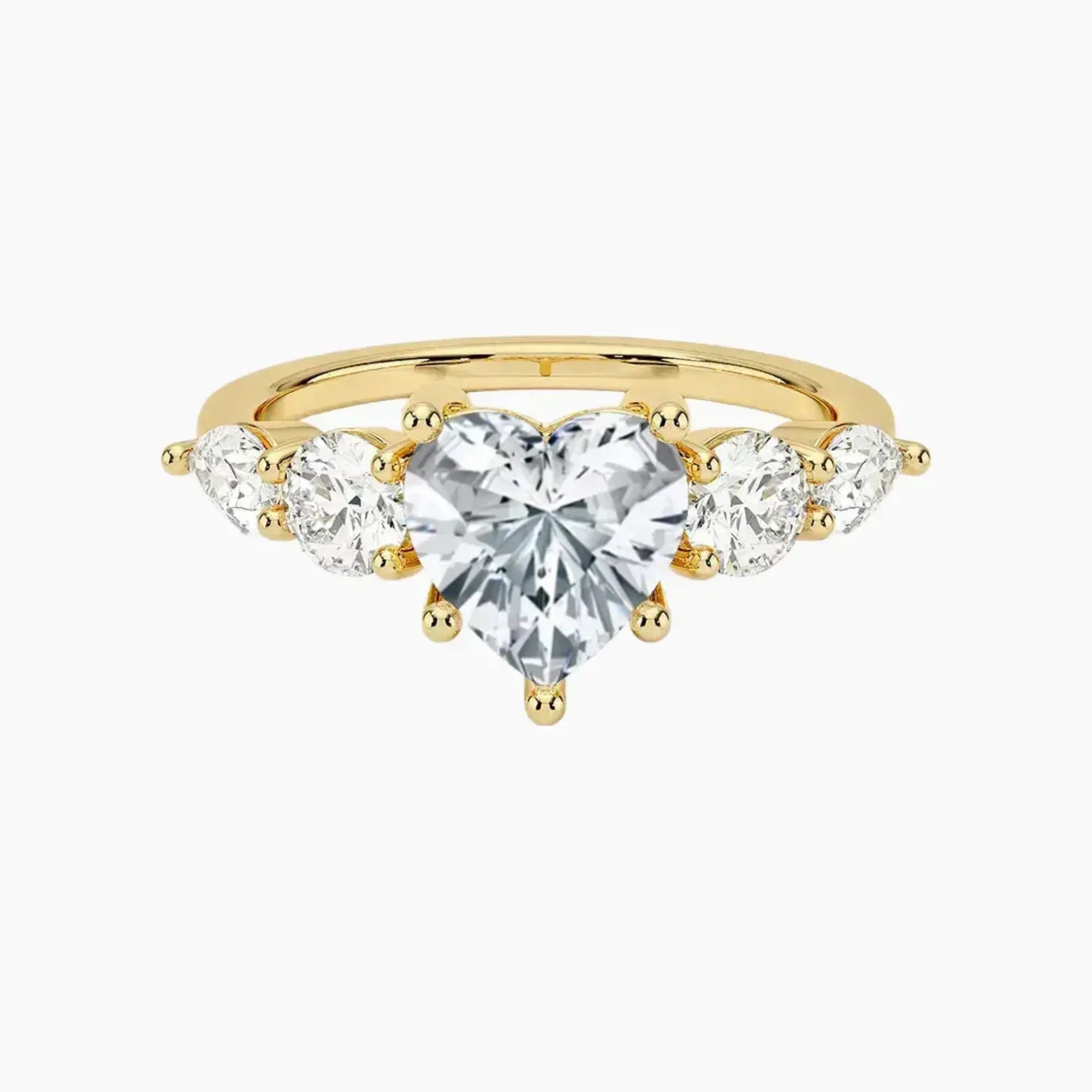 Daria Five Stone Heart Designer 2 Carat Lab Grown Diamond Engagement Ring in 18K Rose Gold