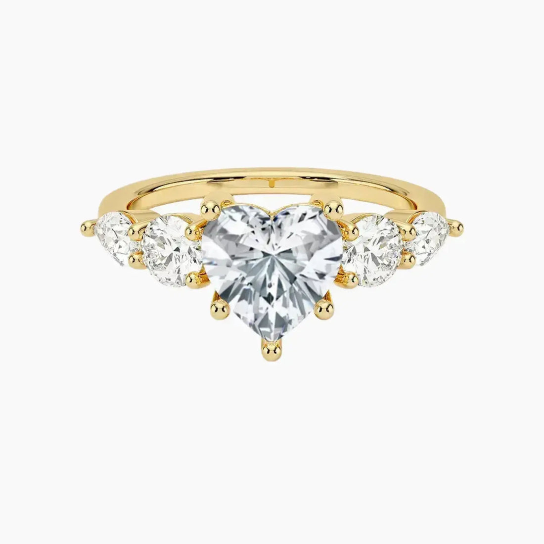 Daria Five Stone Heart Designer 1.5 Carat Lab Grown Diamond Engagement Ring in 18K Rose Gold