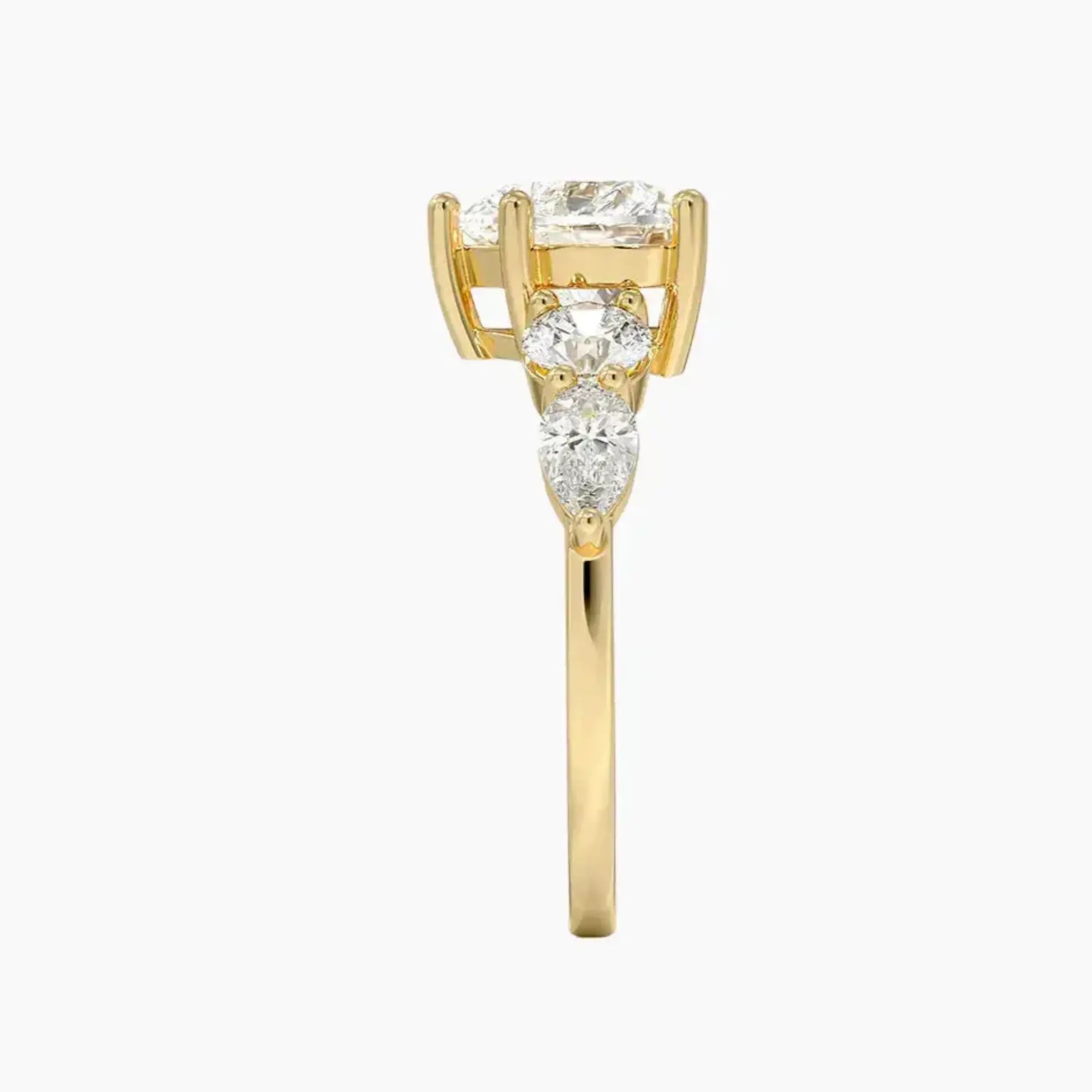 Daria Five Stone Heart Designer Diamond Ring Setting in 14K White Gold