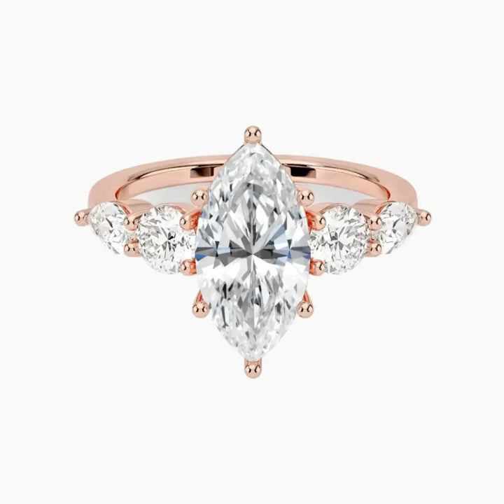 Daria Five Stone Marquise Designer 1 Carat Lab Grown Diamond Engagement Ring in 14K Rose Gold