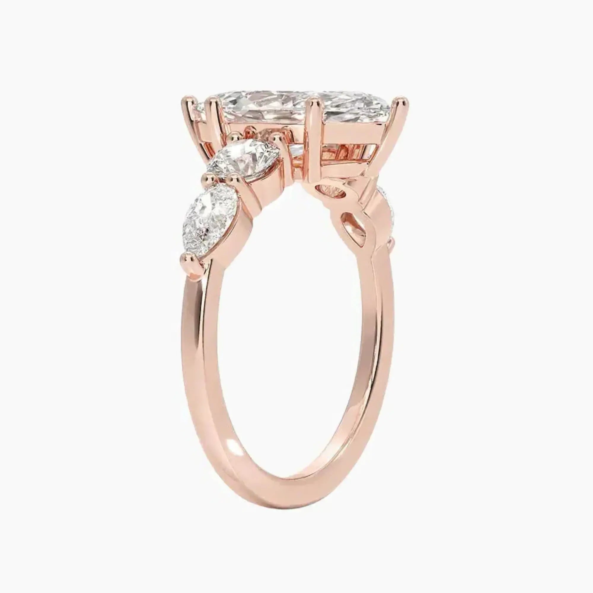 Daria Five Stone Marquise Designer 1 Carat Lab Grown Diamond Engagement Ring in 14K Yellow Gold