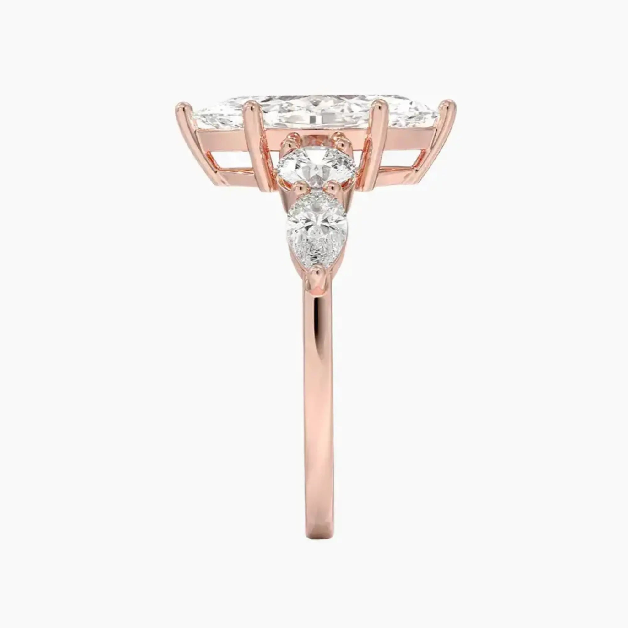 Daria Five Stone Marquise Designer Diamond Ring Setting in 18K Rose Gold