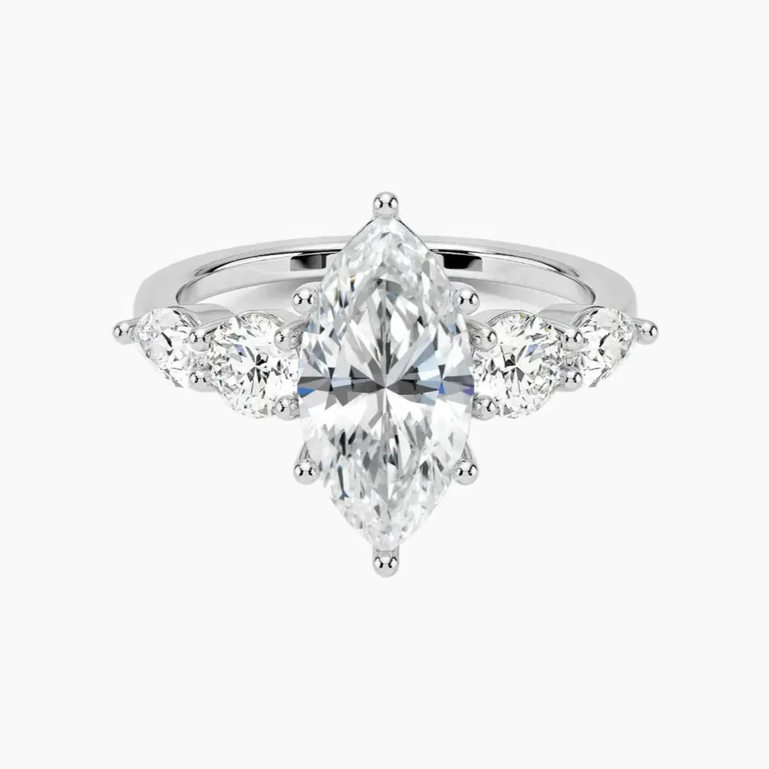 Daria Five Stone Marquise Designer Diamond Ring Setting in 18K Rose Gold