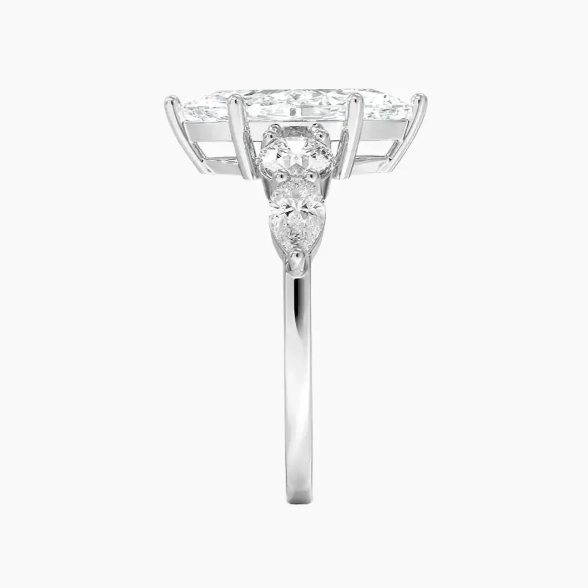 Daria Five Stone Marquise Designer 2.5 Carat Lab Grown Diamond Engagement Ring in 18K White Gold