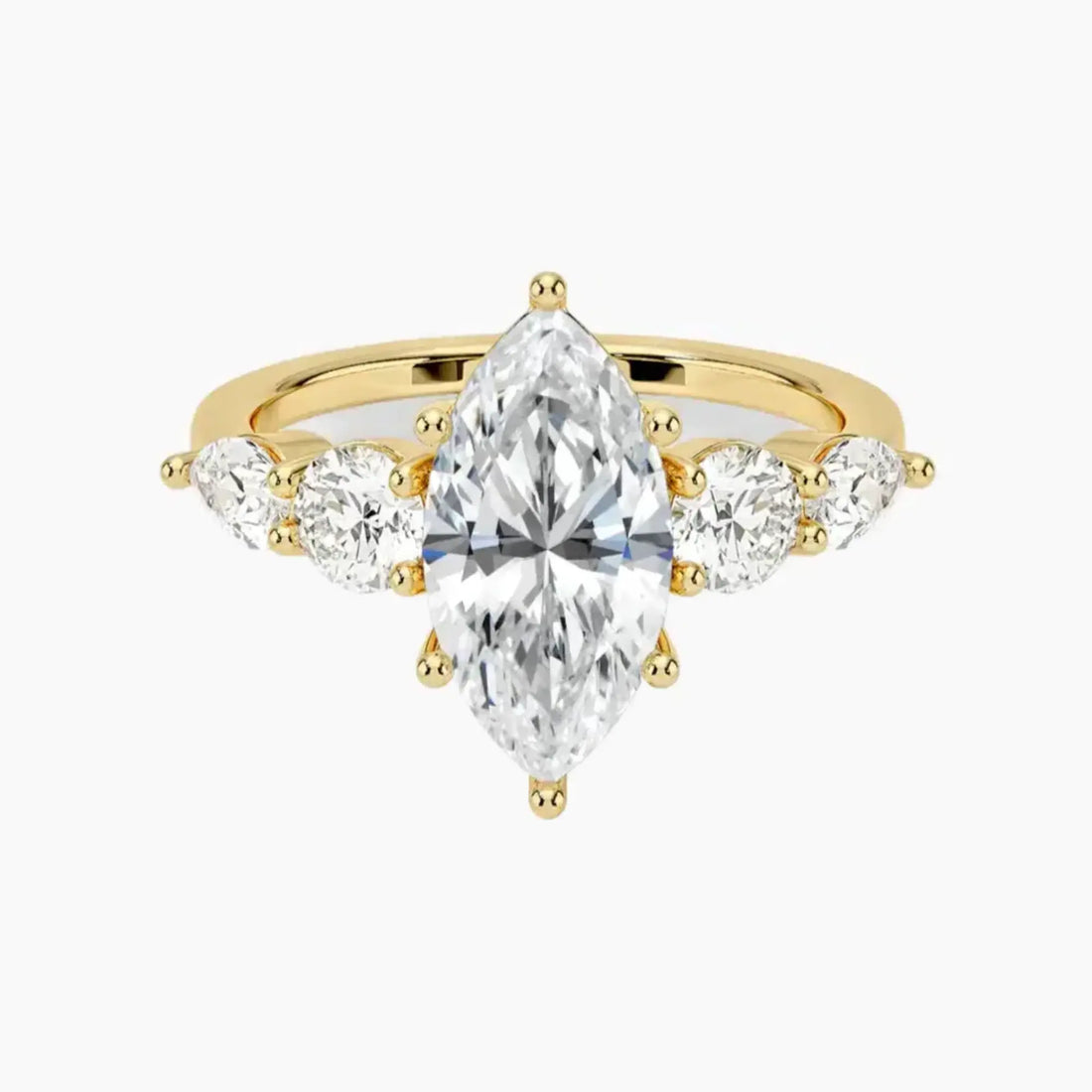 Daria Five Stone Marquise Designer Diamond Ring Setting in 14K Rose Gold